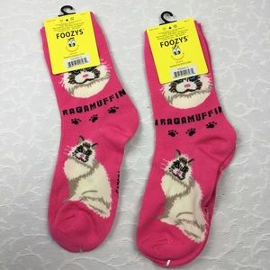 Foozys Unisex Socks Ragamuffin cat Size 9-11 Soft Cat Lover Novelty 2 Pa…